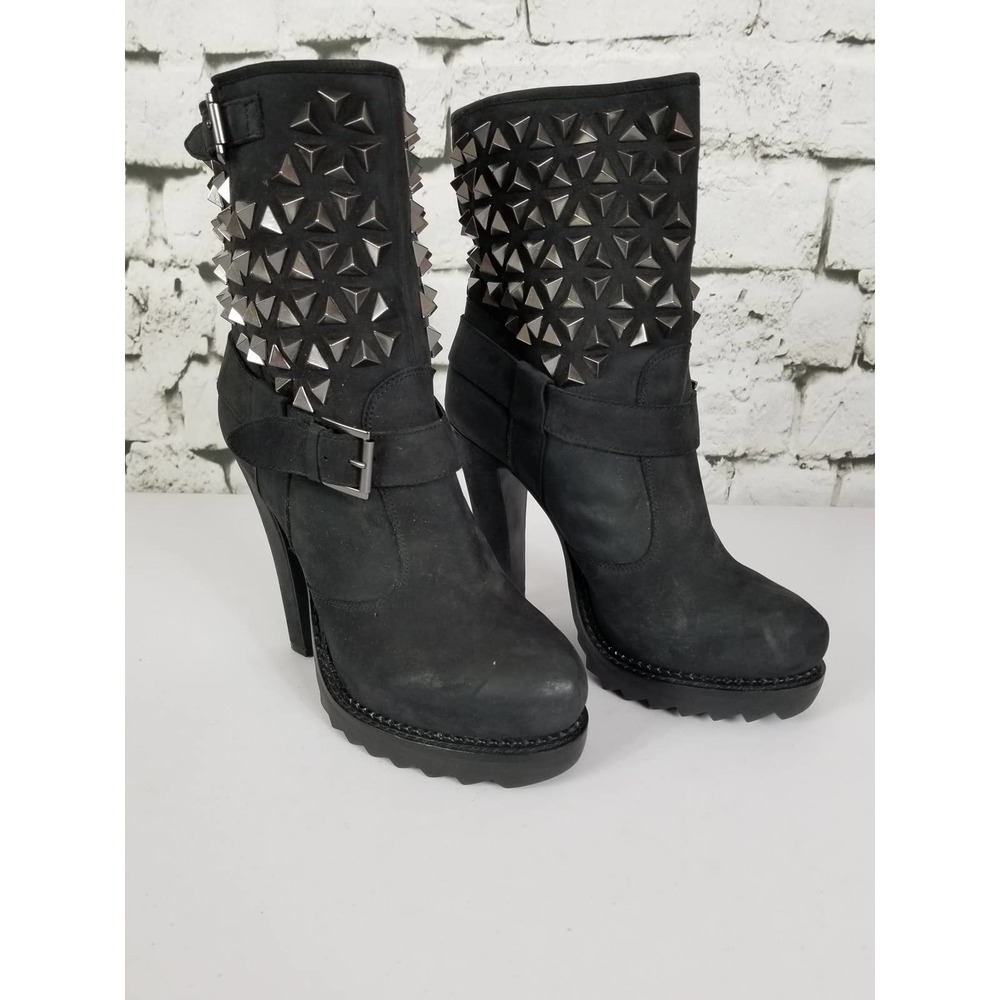 ASH Black Matte Leather "Desire" Studded Boot